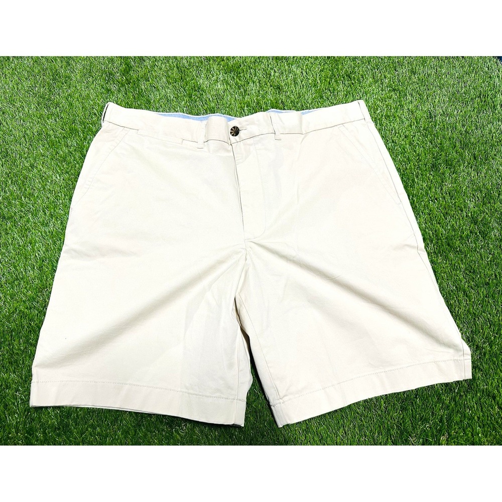 Tommy Hilfiger Men Beige Cotton Chino Shorts Classic Fit Flat Front 9" Inseam 42